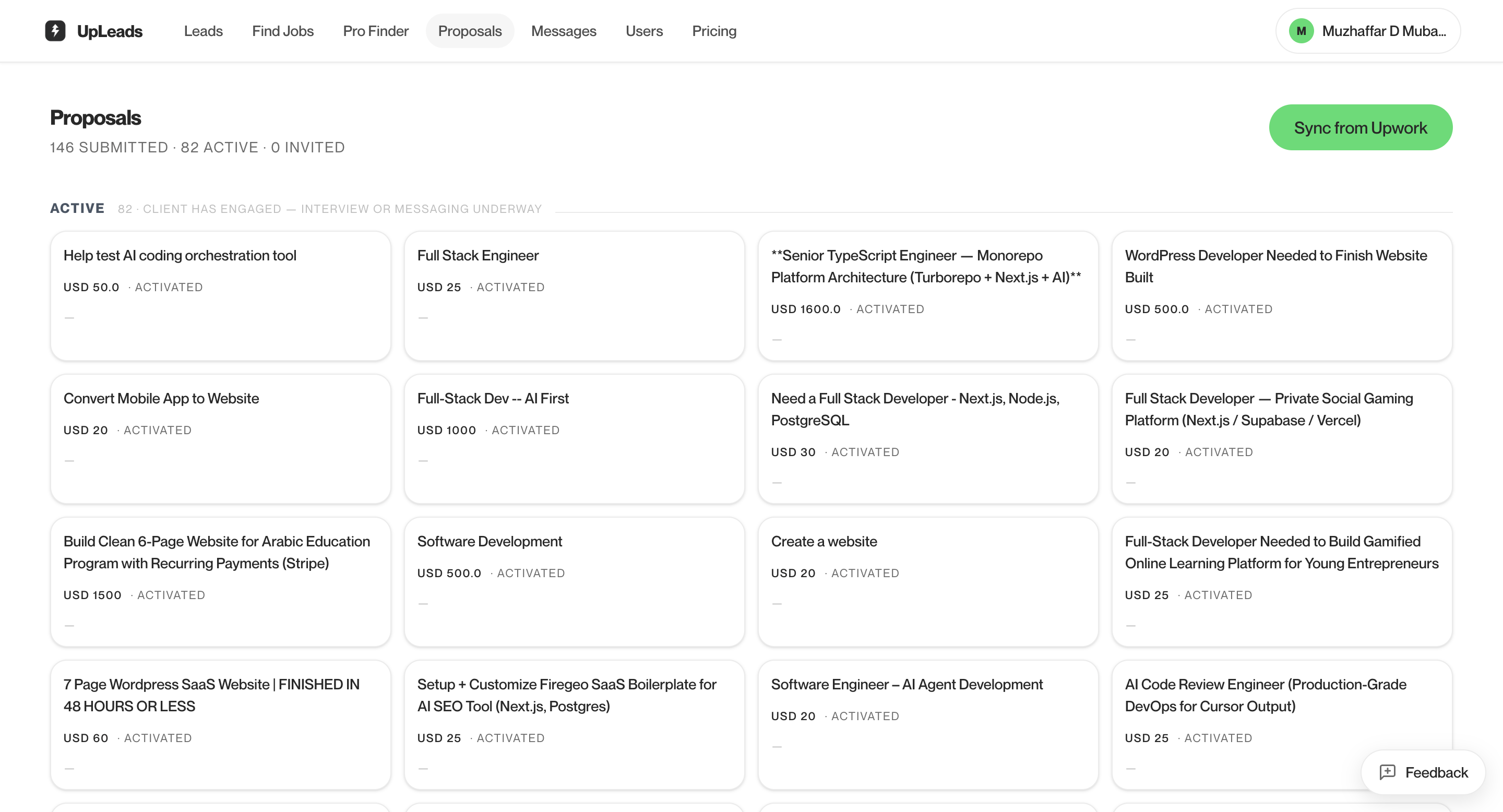 Proposals dashboard